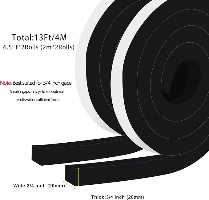 Thick Square Foam Seal Strip, Door Gap Filler & Draft Stopper | Strong Adhesive - Image 5