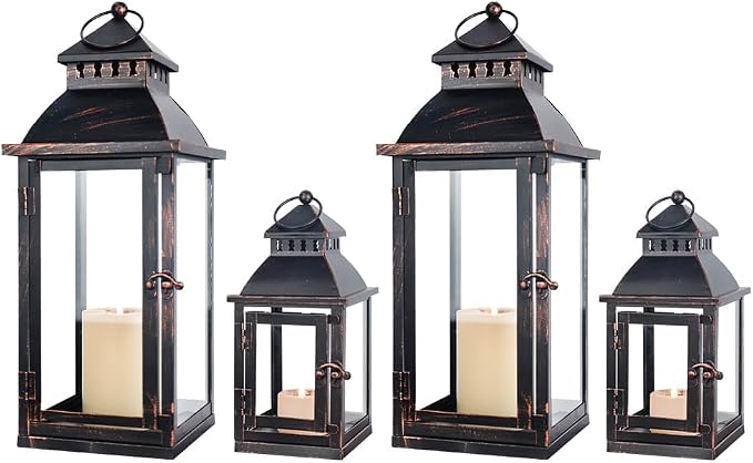 NEEDOMO Bronze Metal Lanterns Decorative Outdoor & Indoor, Candle Holder by NEEDOMO-LightUpYourSpace