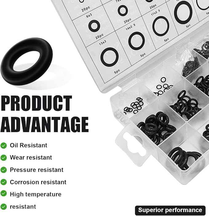 225PCS O-Ring Assortment Kit Set, 18 Sizes Rubber O Rings Sealing Gasket Washer - Image 3