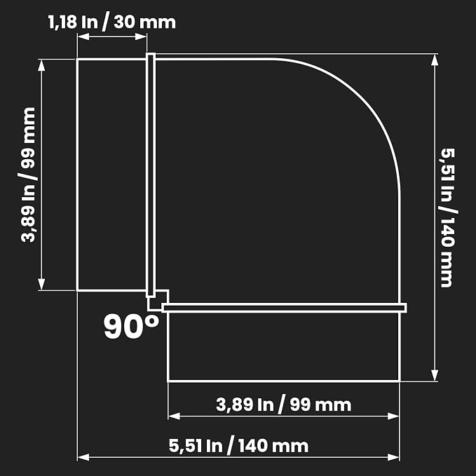 Repa Market 90 Degree 4 Inch Duct Elbow Pipe Connector - Image 2