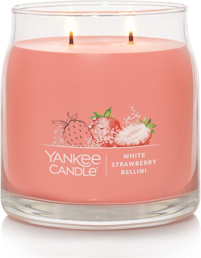 Yankee Candle White Strawberry Bellini Scented Signature 13oz Medium Jar 2-Wick - Image 2