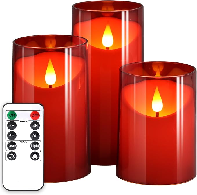 NURADA Flameless Candles with Remote Timer: 3D Wick Battery Operated Led Pillar by NURADA