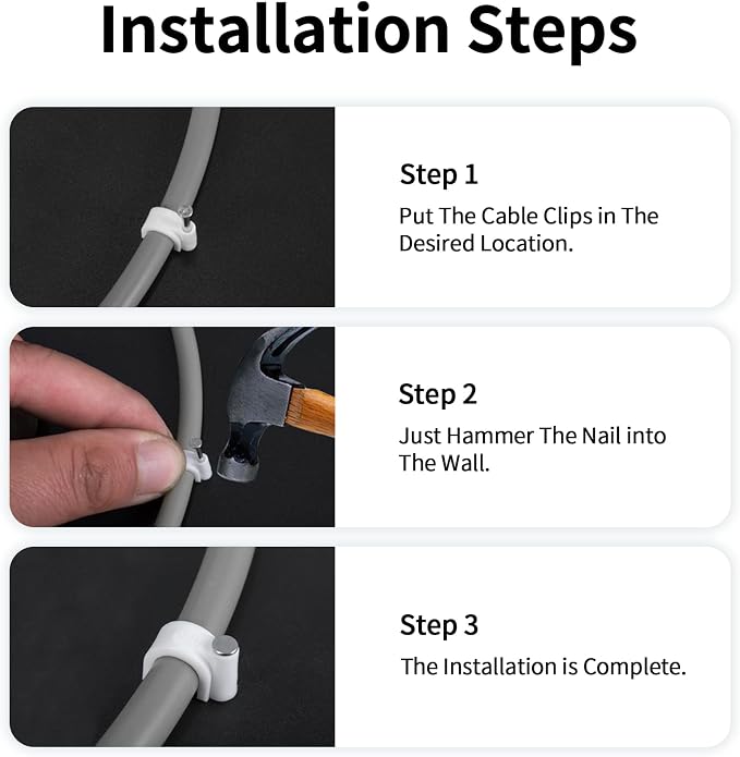 Abnii Cable Nails Clips, Wire Wall Clips, Cable Management Organizer Clip - Image 3