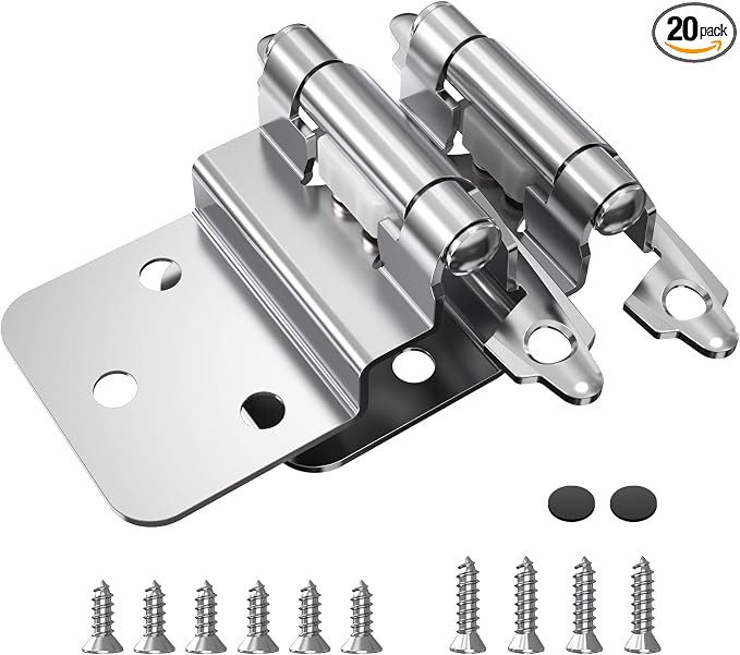 3/8 Inch Inset Cabinet Hinges, 10 Pairs Self Closing Flush Face Mount Hinges by CHIBERY-US