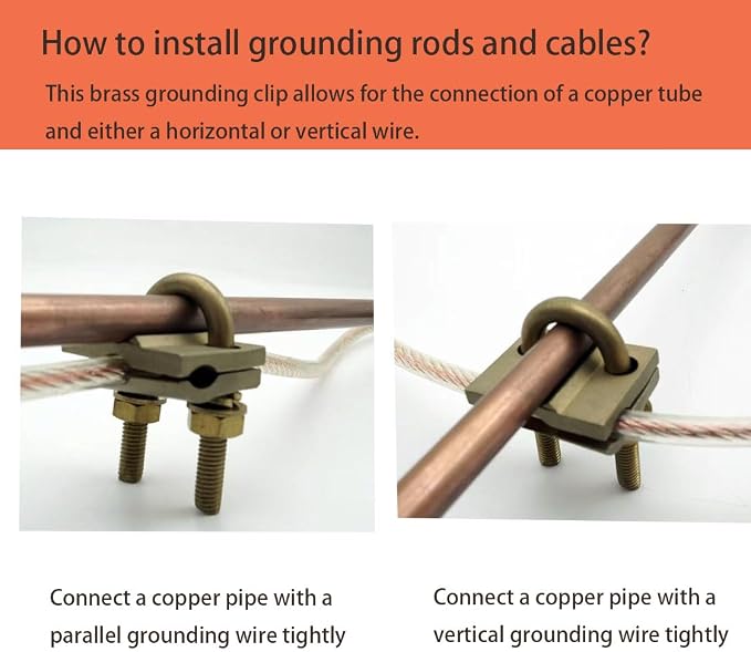 Ground Rod Clamp to 2 Intersecting Wires, Brass U Clamp Grounding Conduit - Image 3