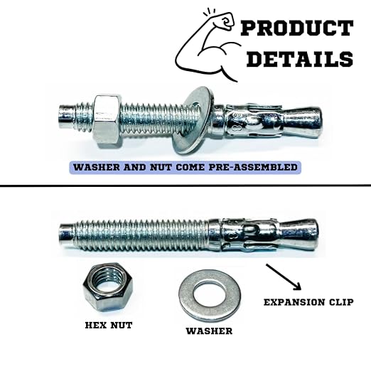 MIGHTY FASTENERS Zinc-Plated Steel Wedge Anchors, 3/8" X 3" - Image 6
