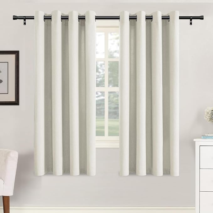 H.VERSAILTEX Soft Faux Linen Curtains 63 Inch Length 2 Panels by HVERSAILTEX