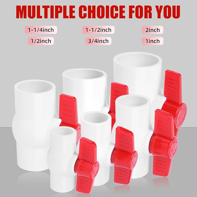 YADIAN 2 Pack 1-1/2'' PVC Ball Valves, T-handle Water Shut-Off Ball Valve Socket - Image 4