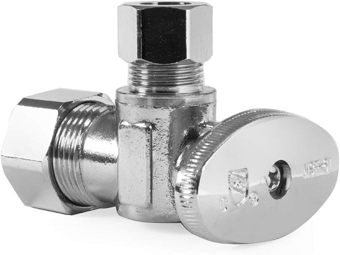 1PCS EFIELD Angle Stop Valve 1/2" Nominal Compression x 3/8" OD | 1/4 Turn - Image 3