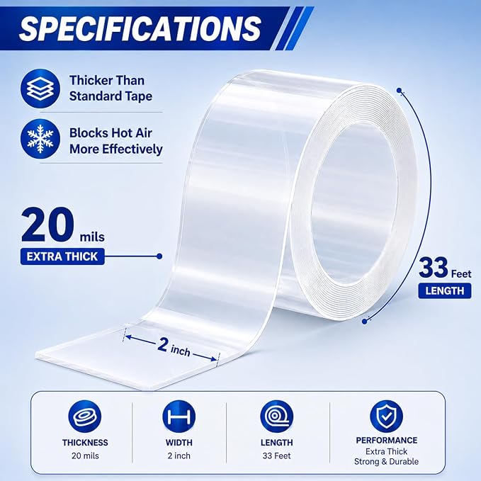 SWRT Window Sealing Tape, 2 in x 33 ft, 20 Mil Thick, AC Insulation Seal | - Image 2