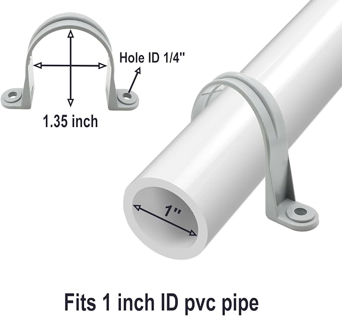 Pipe Strap Clamp, 2-Holes Plastic Conduit Pipe Clamps PVC Pipe Supports - Image 2