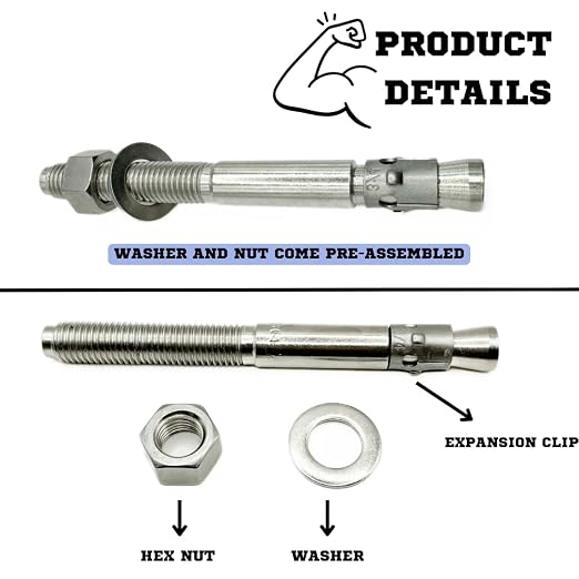Mighty Fasteners Wedge Anchors – Heavy-Duty 304 Stainless Steel Expansion Bolts - Image 7