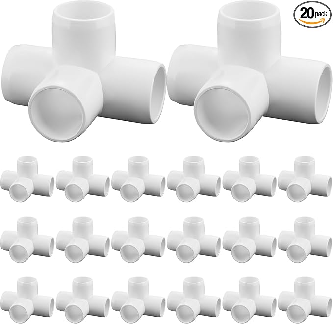 20-Pack 1/2" 4 Way PVC Fittings, Furniture Grade Pipe Fittings 4 Way by Unknown