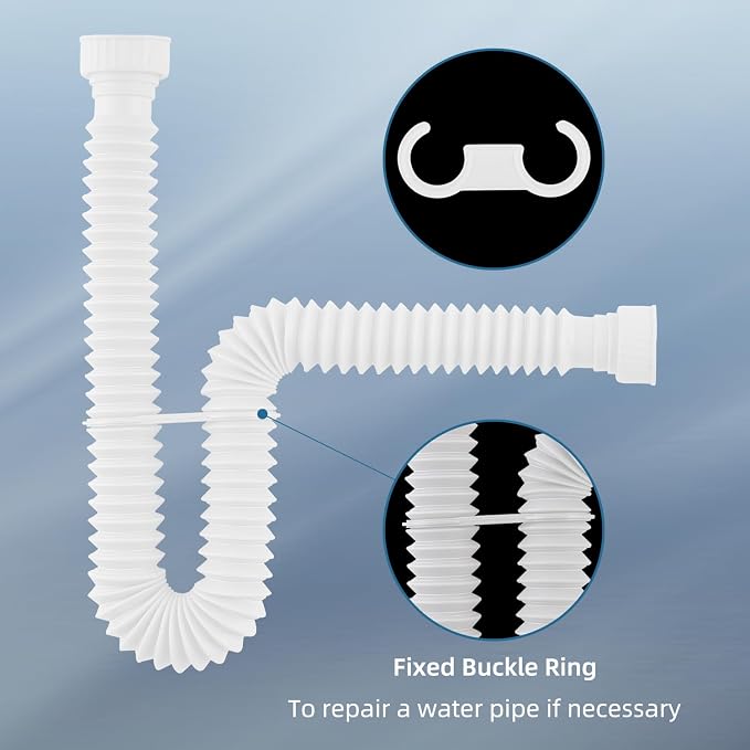 2-Pack Sink Drain Pipe, Flexible P-Trap Pipe - Image 4