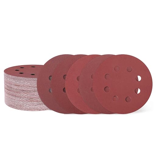 HARFINGTON 65Pcs 5Inch Sanding Disc 8 Hole Hook and Loop Sandpaper Red | by HARFINGTON
