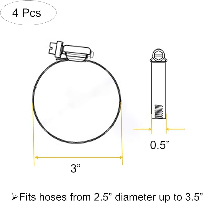 3 Inch Adjustable 304 Stainless Steel Duct Clamps Hose Clamp | Rust Resistant - Image 4