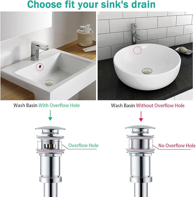 Brass Round Bottle P-Trap with Pop Up Drain Stopper with Overflow, 1 1/4 - Image 3