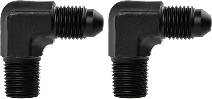 EVIL ENERGY 3AN to 1/8" NPT Male 90 Degree Fitting Aluminum Balck 2PCS by EVILENERGY