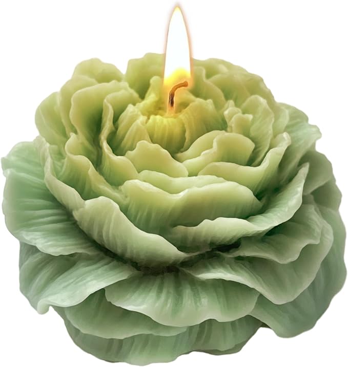 Turquoise Green Peony Flower Shape Candles by Peytanger