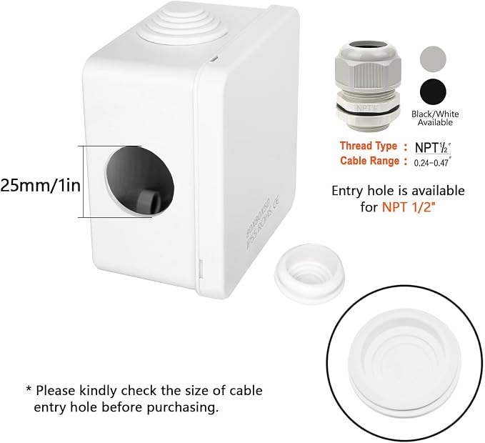 Junction Box, ABS Plastic IP55 Water Resistant and Dustproof, Universal - Image 5