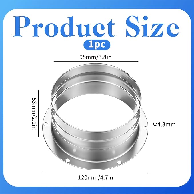 Air Duct Connector, Dryer Vent Wall Plate 4 Inch Duct Connector, Flange Panel | - Image 2