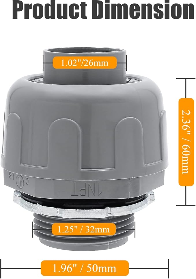 4Pcs 1 Inch NPT Electrical Conduit Connector Fittings | Nonmetallic, Liquid - Image 2