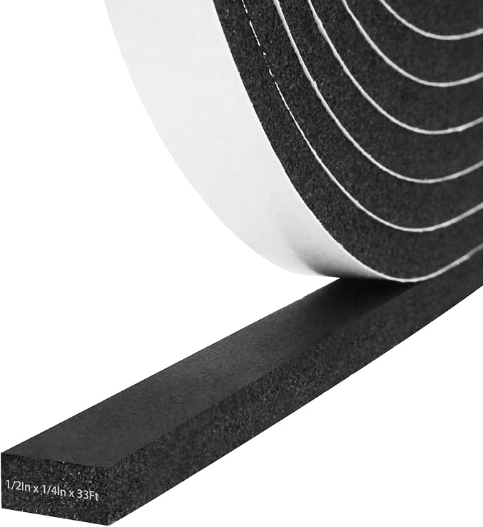 Storystore Self Adhesive Foam Weather Stripping, 1/2" x1/4" x33FT Door Seal | by Storystore