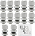 MAKERELE NPT 3/8” 12 Pack Grey Nylon Cable Glands Grey | IP68 Waterproof Strain by MAKERELE
