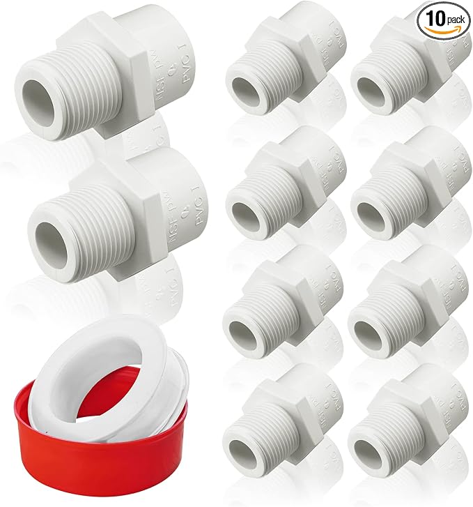 10Pcs 1/2" PVC Male Adapter, NPT Thread x Socket, Sch 40 Pipe Fitting | 1/2" by Boltigen