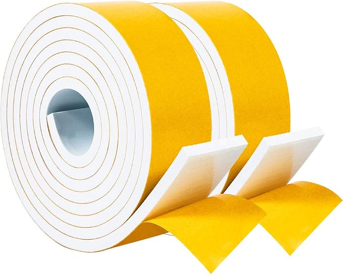 Yotache White Foam Weather Stripping 2" x1/4", Total 13 Ft Long | Self Stick by yotache