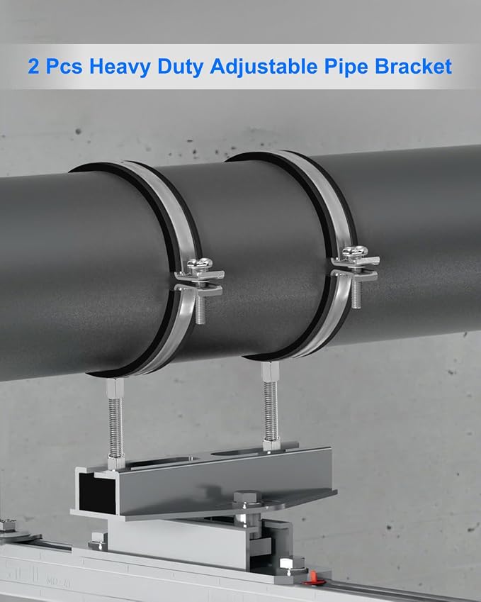2 Pcs 6 Inch Adjustable Pipe Bracket | Heavy Duty Round Pipe Support Bracket - Image 2