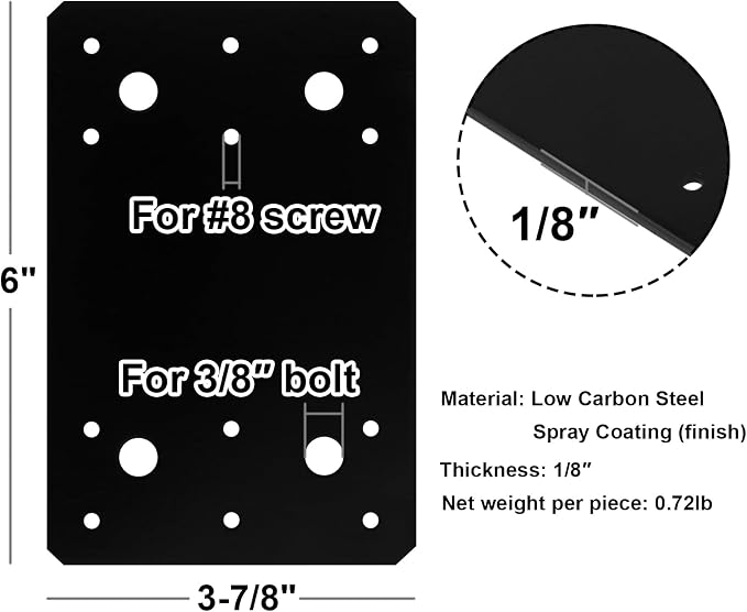 6 Pack Black Flat Mending Plate - Image 2