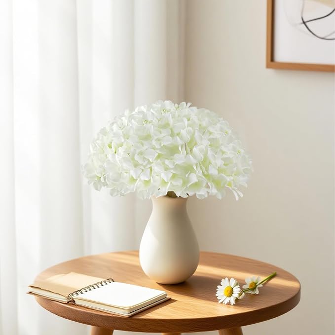 120Pcs White Hydrangea Artificial Flowers Bulk，Realistic Silk Fake Flowers - Image 7