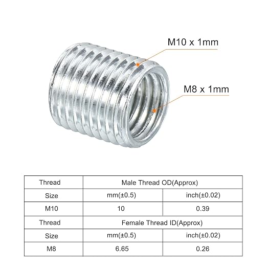 MECCANIXITY Thread Reducing Nuts Insert M10x1mm to M8x1mm 10mm Long - Image 4