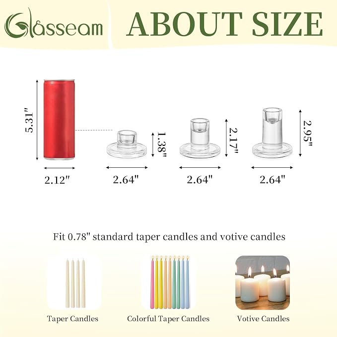 Glasseam Taper Candle Holders Bulk, Votive Candle, Wedding Table, Christmas - Image 5