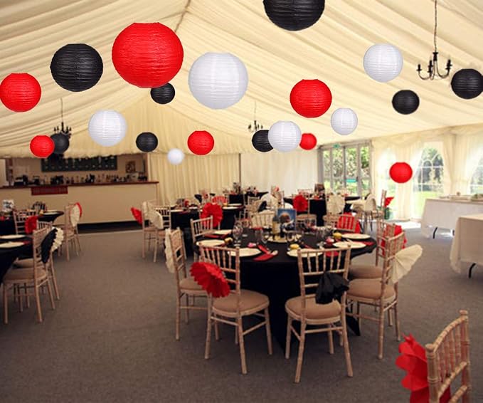 24pcs Hanging Round Paper Lanterns - Image 4