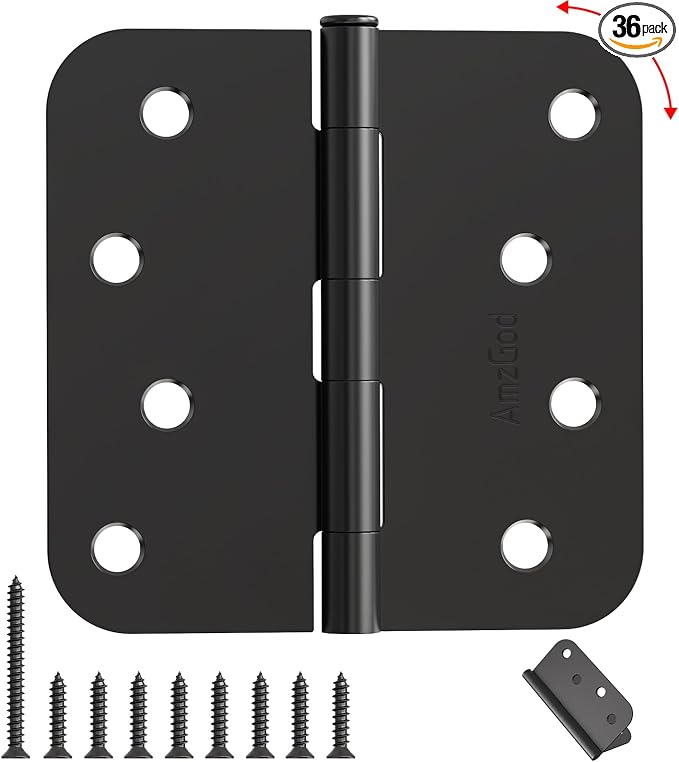 Black Exterior Door Hinges 4 Inch 36 Pack by AmzGod