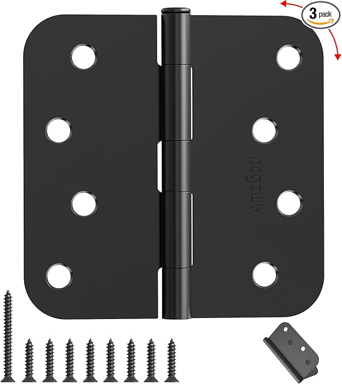 Black Exterior Door Hinges 4 Inch 3 Pack by AmzGod