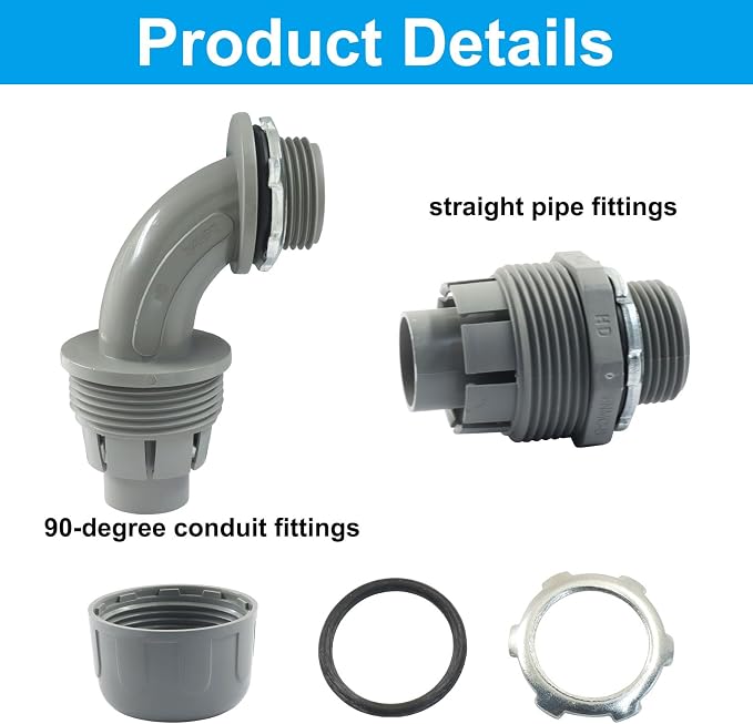 10Pcs 3/4 Inch NPT Liquid Tight Connector | Nonmetallic Electrical Conduit - Image 4