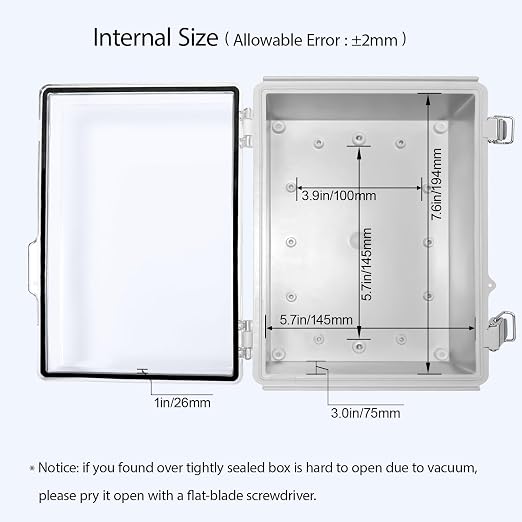 Electrical Box, IP67 Waterproof Hinged Clear Cover Stainless Steel Latch - Image 5