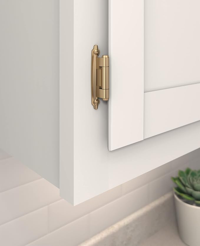 Amerock 1 Pair Variable Overlay Champagne Bronze Cabinet Hinge | Steel Face - Image 2