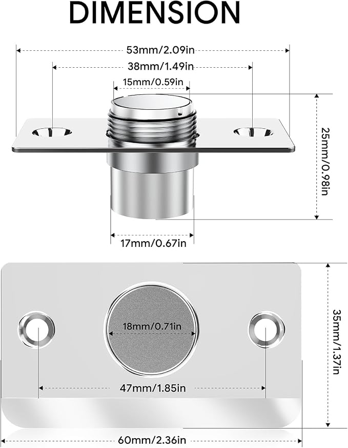 Mousike Door Ball Catch Hardware, Adjustable Hidden Magnetic Ball Catch - Image 7
