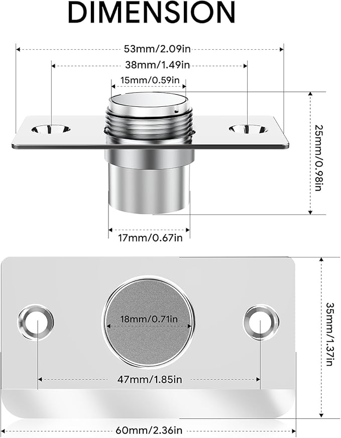 Door Ball Catch Hardware, Adjustable Hidden Magnetic Ball Catch, Stainless - Image 7