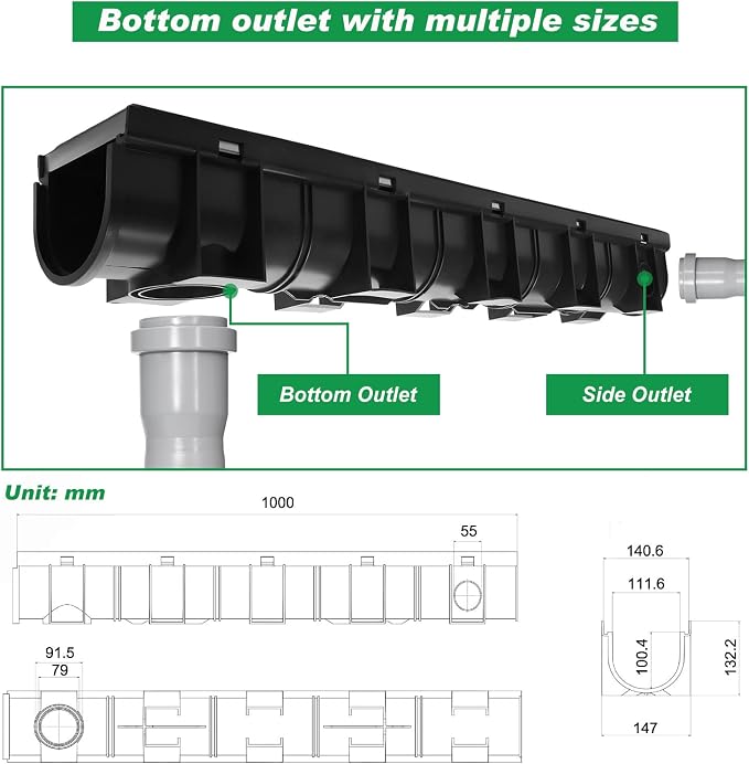 3 Set Black Driveway Channel Drain - Image 6