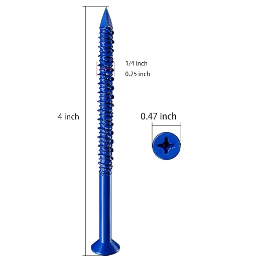 Wensilon 1/4''x4 Concrete Screw Anchor Blue Flat Head - Image 2