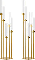 2PCS Gold Floor Candelabra, 5 Arm Candle Holder Tall Floor Candle Holder by WeddingPartyDecoration