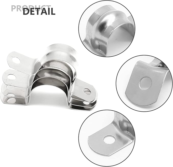 20Pcs 1 Inch Stainless Steel Conduit Clamps | Two Hole Strap, U Bracket Rigid - Image 3