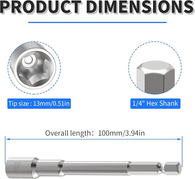 13mm Nut Setter Driver Drill Bit, 100mm Length | Quick-Change, Impact Nut - Image 2