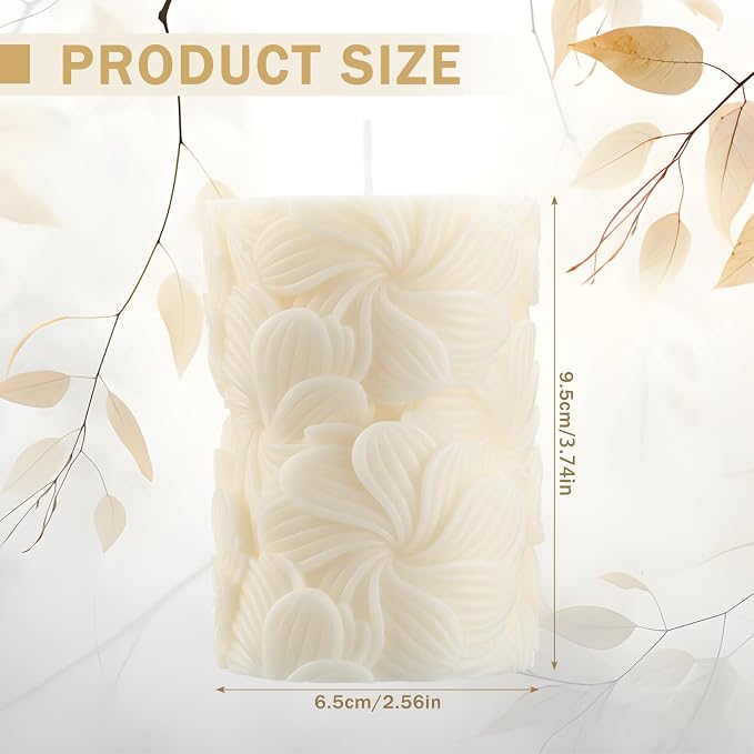 Threlaco Ribbed Pillar Candle Decorative Candles Sculptured Pillar Candle 3.8 x - Image 2
