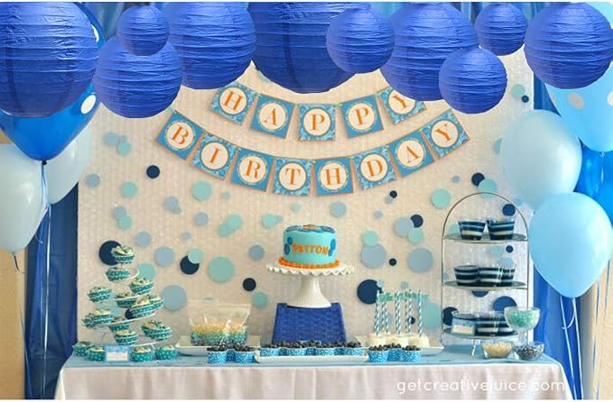 BEISHIDA Dark Blue Paper Lanterns 10Pcs 4/6/8/10/12 Inch Round Chinese Lamp | - Image 4